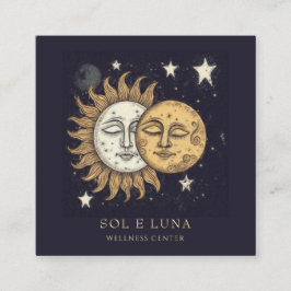 Cartão De Visita Quadrado Estrelas Holísticas Celestiais da Lua Solar