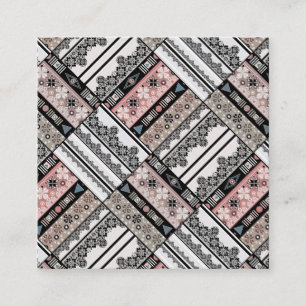 Cartão De Visita Quadrado Etno tribal travesseiro decorativo tradicional geo