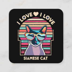 Cartão De Visita Quadrado Eu amo gato siamês