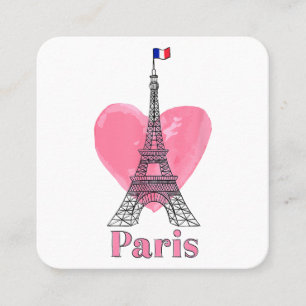 Cartão De Visita Quadrado Eu Amo Paris Torre Eiffel França Presente
