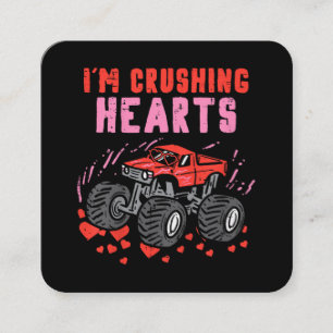 Cartão De Visita Quadrado Eu Crush Hearts Monster Truck Toddler Boys Valenti