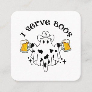 Cartão De Visita Quadrado Eu sirvo Boos! Barman assustador