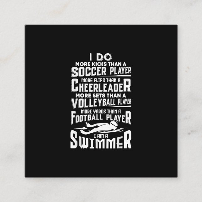 Cartão De Visita Quadrado Eu Sou Um Nadador Engraçado Nadando Piscina Nadado (Frente)