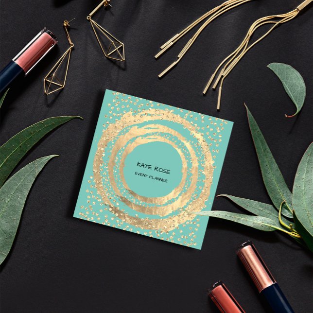 Cartão De Visita Quadrado Event Planner Music Media Fashion Blogger Mint (Event Planner Music Media Fashion Blogger Mint Square Business Card)
