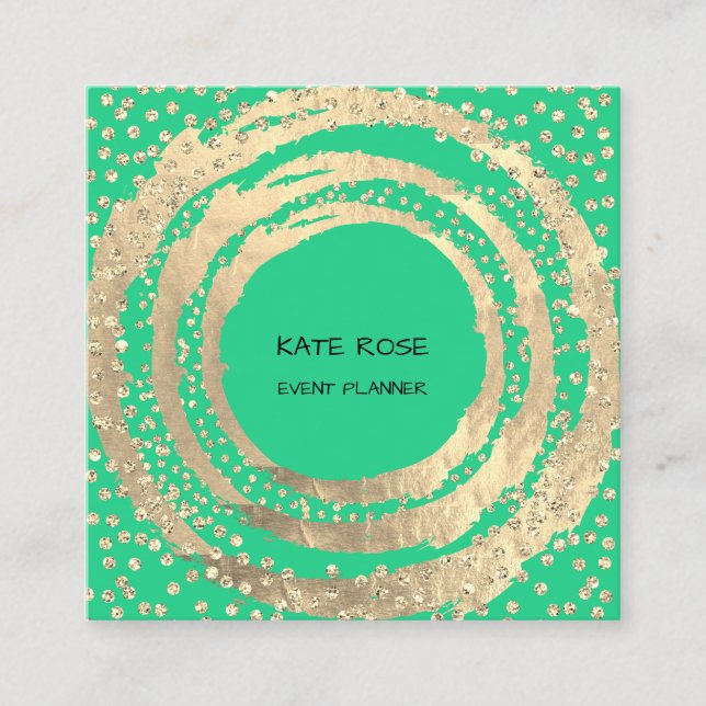Cartão De Visita Quadrado Event Planner Music Media Fashion BloggerMint Gree (Frente)