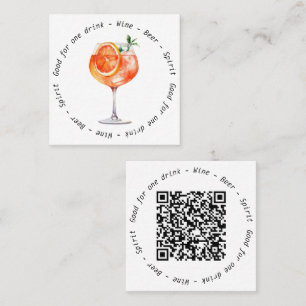 Cartão De Visita Quadrado Evento Comercial Aperol Código QR Bebida Voucher