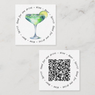Cartão De Visita Quadrado Evento Comercial Moderno QR Daiquiri Beber Voucher