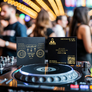 Cartão De Visita Quadrado Eventos de Música Dj Moderno Minimalista Preto Mis