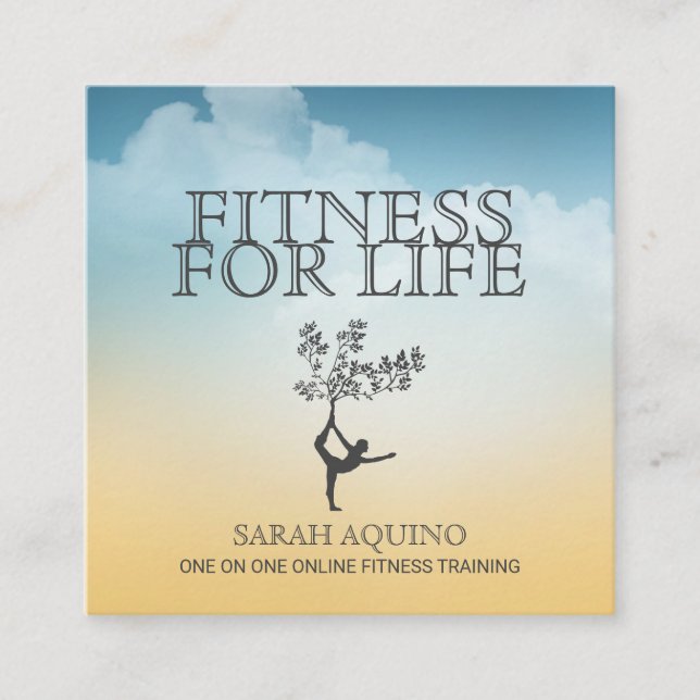 Cartão De Visita Quadrado Exercício do Treinador de Malhações Pessoal (Frente)
