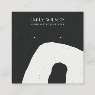 CARTÃO DE VISITA QUADRADO EXIBIÇÃO ABSTRATO CERAMIC BLACK WHITE STUD EARRING