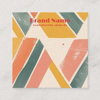 Cartão De Visita Quadrado Exibição de Arte Minimalista Misturada a Rosa Boho