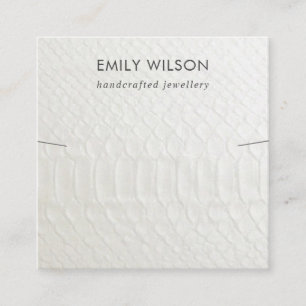 CARTÃO DE VISITA QUADRADO EXIBIÇÃO DE NECKLACE BRACELET DE TEXTURA BRANCA