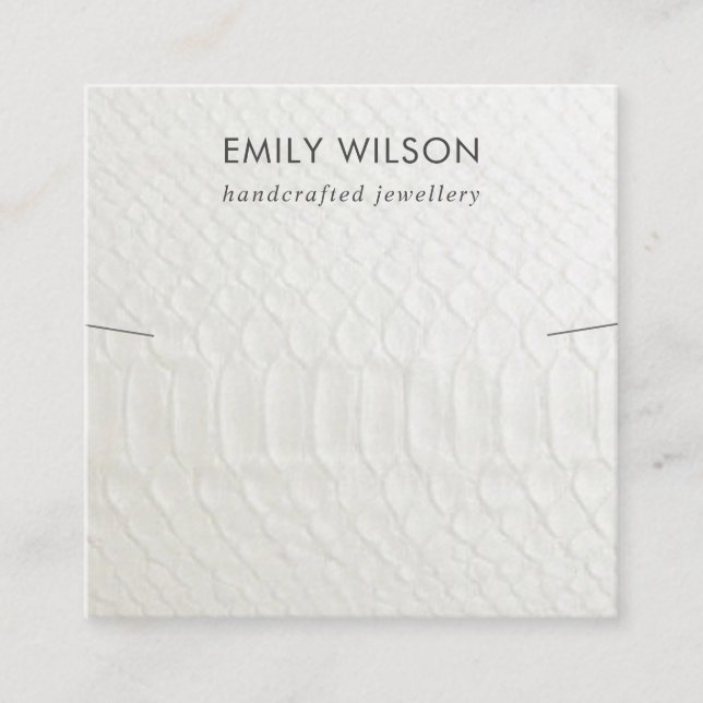 CARTÃO DE VISITA QUADRADO EXIBIÇÃO DE NECKLACE BRACELET DE TEXTURA BRANCA (Frente)
