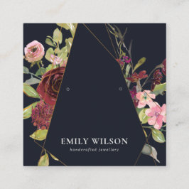 CARTÃO DE VISITA QUADRADO EXIBIÇÃO DE OUVIMENTO FLORAL DE ROSA DE BURGUNDY D