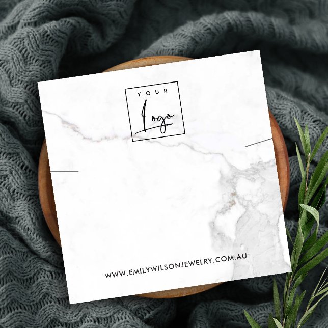 CARTÃO DE VISITA QUADRADO EXIBIÇÃO DE OUVIR DO NECKLACE DE TEXTURA MARÍTIMA  (Criador carregado)