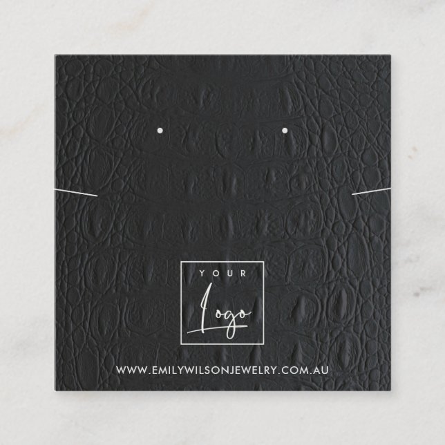 CARTÃO DE VISITA QUADRADO EXIBIÇÃO DO ECKLACE DE COBERTURA DE COURO PRETO (Frente)