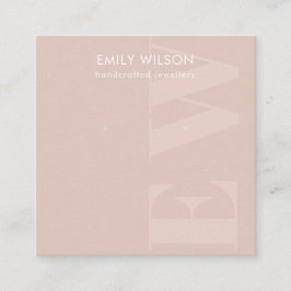 Cartão De Visita Quadrado Exibição Rústica de Monograma de Blush Bold
