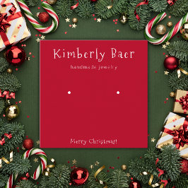 Cartão De Visita Quadrado Exibição Vermelho Branco do Natal Clássico