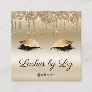 Cartão De Visita Quadrado Extensão Eyelash de Miniatura com Glitter de Disp