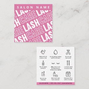 Cartão De Visita Quadrado Extensões Eyelash Cor-de-Rosa Moderna Lash Eleva