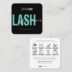 Cartão De Visita Quadrado Extensões Lash Instruções pós-tratamento Busi 