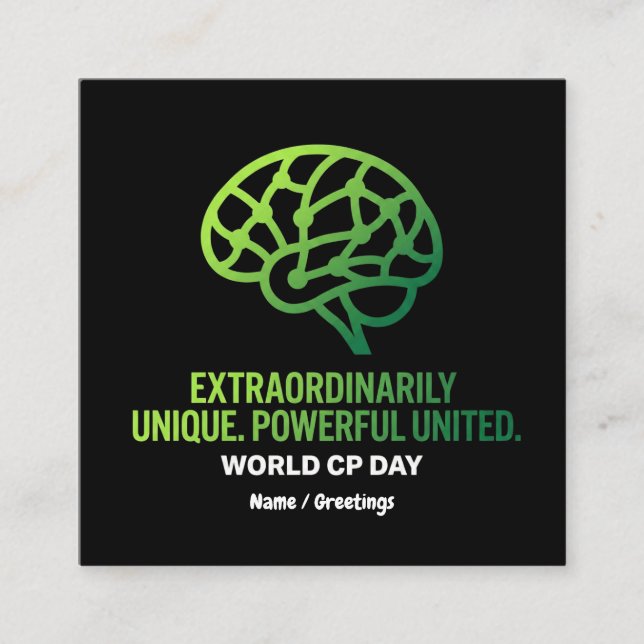 Cartão De Visita Quadrado Extraordinarily Unique & United Cerebral Palsy  (Frente)