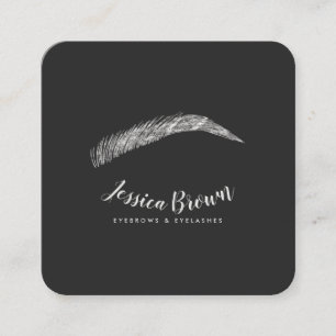 Cartão De Visita Quadrado Eyebrow lasca luxuosa, brilho prateado elegante