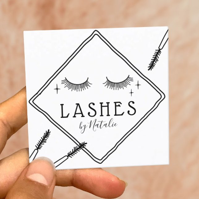 Cartão De Visita Quadrado Eyelash Makeup Artist Cute Lash Logo Beauge (Criador carregado)