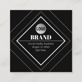 Cartão De Visita Quadrado Faça o Upload do Seu Logotipo e Design de Texto Pe