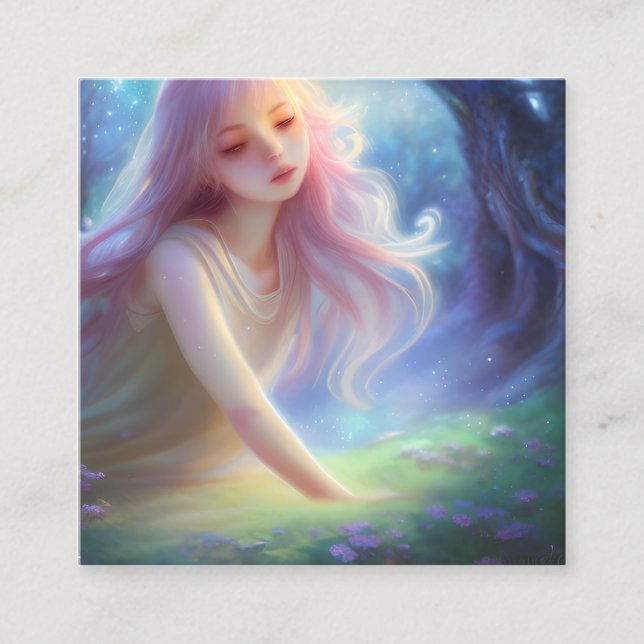 Cartão De Visita Quadrado Fairyland Magic Graphic (Frente)