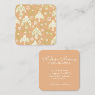 Cartão De Visita Quadrado Falcões e Rosas Elegante Boho