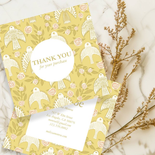 Cartão De Visita Quadrado Falcões e Rosas Encomenda Elegante Chic Obrigado (Falcons & Roses Chic Elegant Order Thank You Square Business Card
)