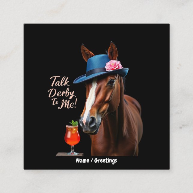 Cartão De Visita Quadrado Fale Com Derby Para Mim, Engraçada Citação De Cava (Frente)