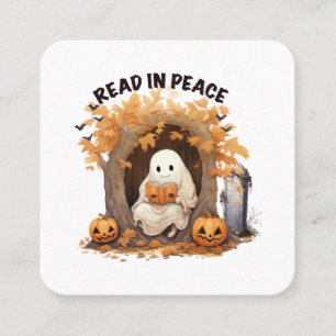 Cartão De Visita Quadrado Fantasma do Boo da Leitura Tranquila