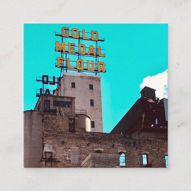 Cartão De Visita Quadrado farinha de medalha de ouro (Frente)