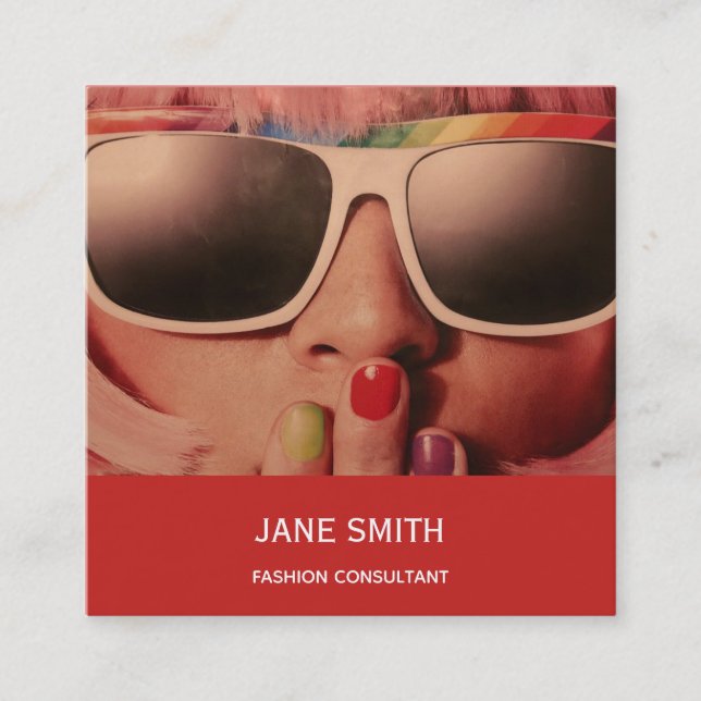 Cartão De Visita Quadrado Fashion Consultora freelance moderna (Frente)