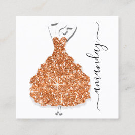 Cartão De Visita Quadrado Fashion Designer Shop Glitter Dress QR Code White