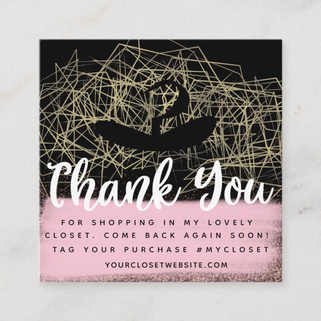 Cartão De Visita Quadrado Faux Dourado Boutique Hanger Clothing Business (Frente)