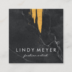 Cartão De Visita Quadrado Faux Dourado Bruto Artístico   Chata