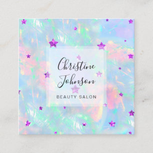 Cartão De Visita Quadrado FAUX - estrelas roxas brilhantes