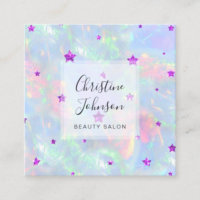 Cartão De Visita Quadrado FAUX - estrelas roxas brilhantes (Frente)