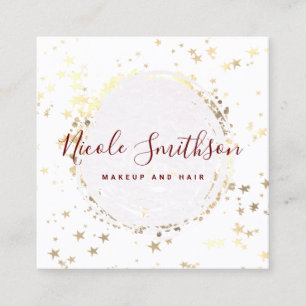 Cartão De Visita Quadrado FAUX - logótipo do círculo de folha de ouro nas es