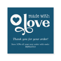 Feito com Amor Ordem Personalizada Obrigado Praça