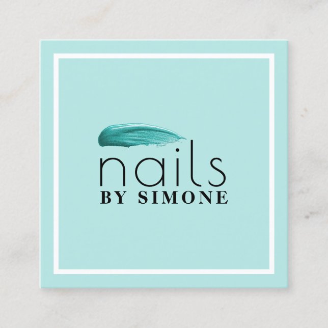 Cartão De Visita Quadrado Feixe de esmalte de prego mínimo elegante (Frente)