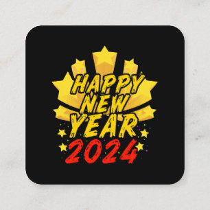 Cartão De Visita Quadrado Feliz Ano Novo 2024 