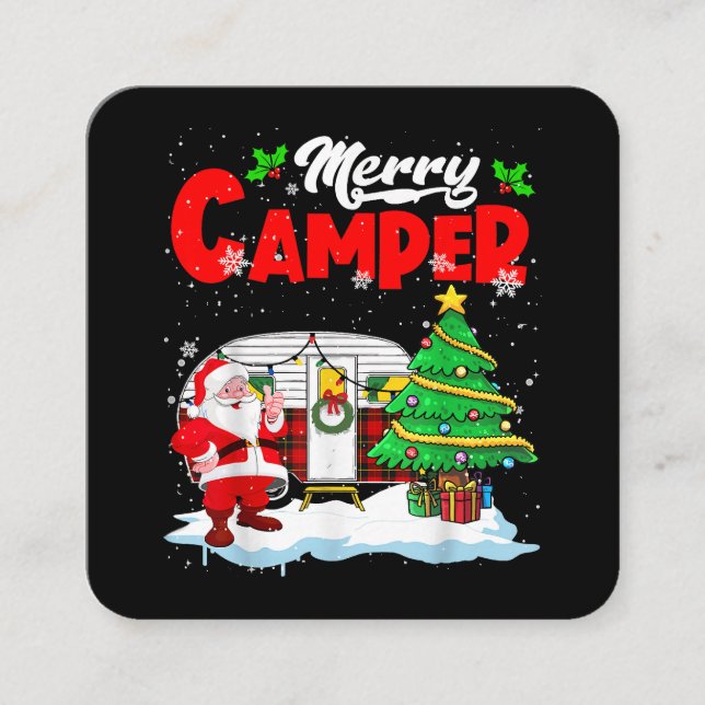 Cartão De Visita Quadrado Feliz Camper Papais noeis de Natal Acampamento Cam (Frente)