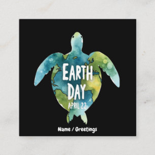 Cartão De Visita Quadrado Feliz Dia da Terra Salvar a Terra e Salvar a Tarta