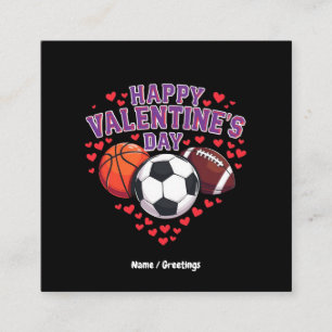 Cartão De Visita Quadrado Feliz Dia dos Namorados Futebol de basquetebol