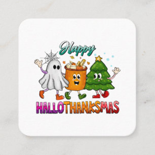Cartão De Visita Quadrado Feliz Hallothanksmas