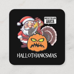 Cartão De Visita Quadrado Feliz Hallothanksmas